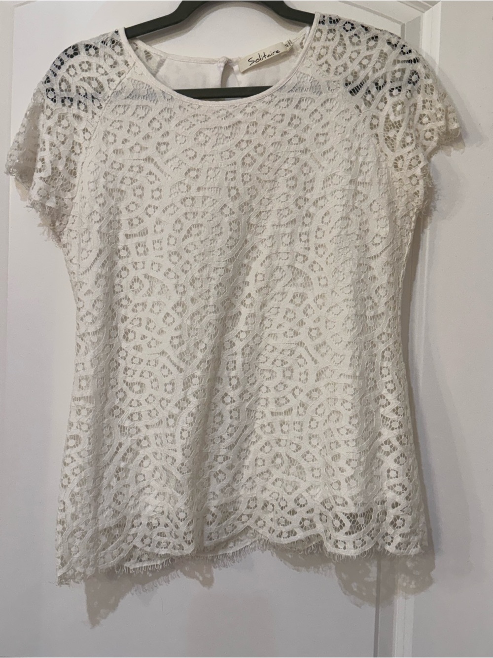 Solitaire Cream Lace Short-Sleeve Blouse